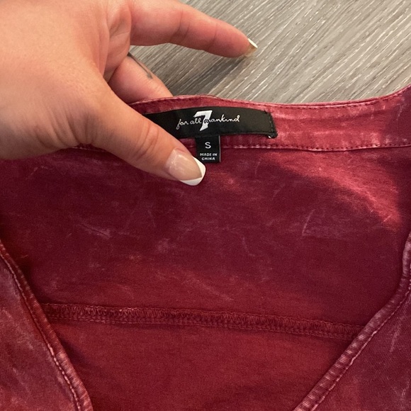 7 For All Mankind Purple Puff Shoulder Sleeve Long Sleeve Top - Picture 3 of 4